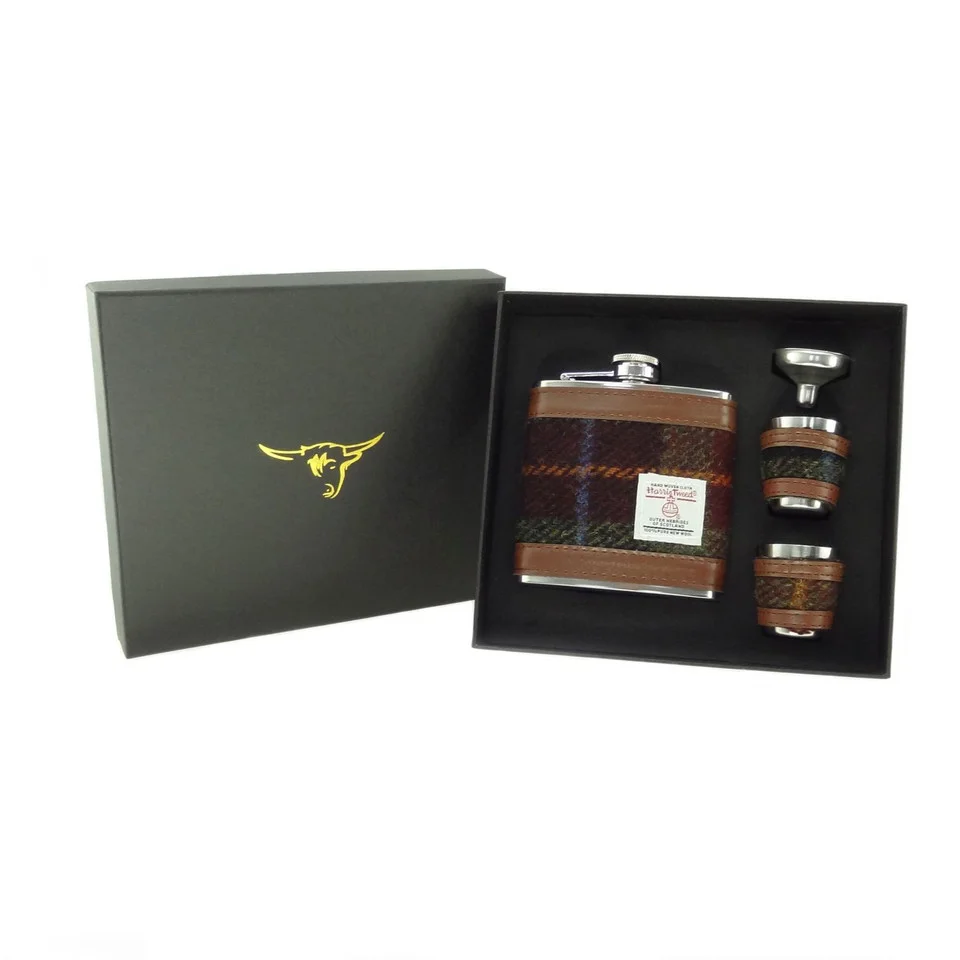 Harris Tweed 6oz Hip Flask Gift Set with Funnel & Cups - Image 10 | Lily's Pad Studio