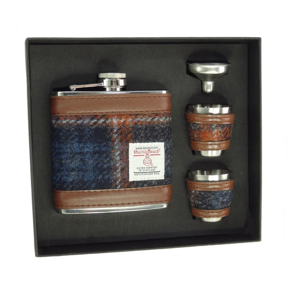 Harris Tweed 6oz Hip Flask Gift Set with Funnel & Cups - Image 12 | Lily's Pad Studio
