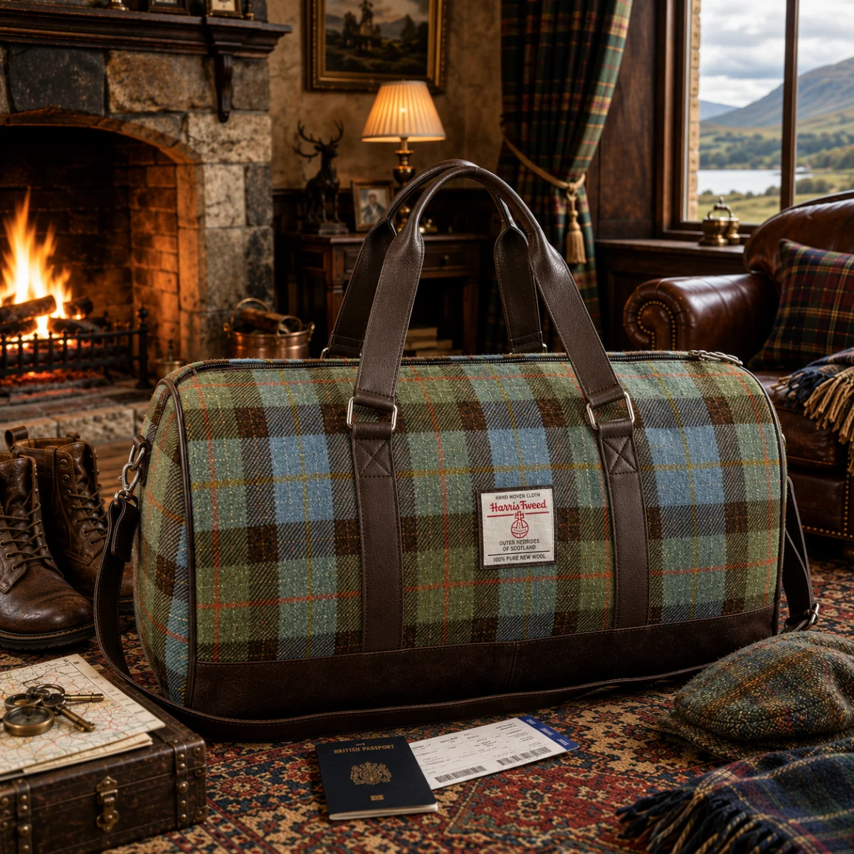 Harris Tweed Clyde Weekend Bag - Image 1 | Lily's Pad Studio