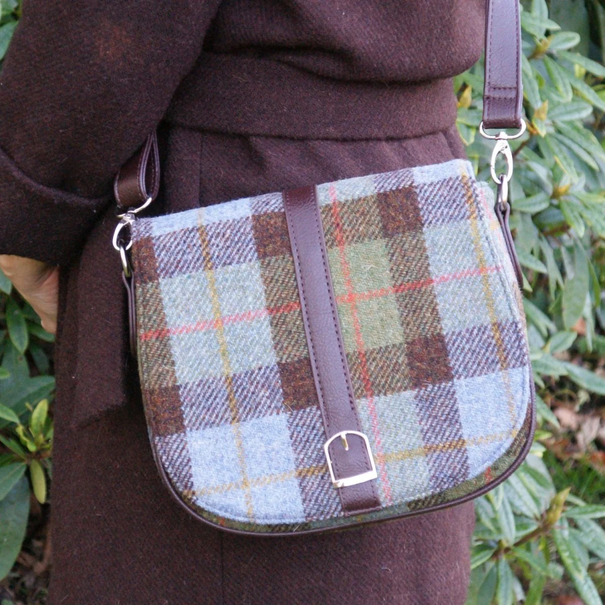 Harris Tweed Scottish Shoulder Bag with Adjustable Strap | Authentic Handwoven Wool Crossbody | Lily's Pad Studio