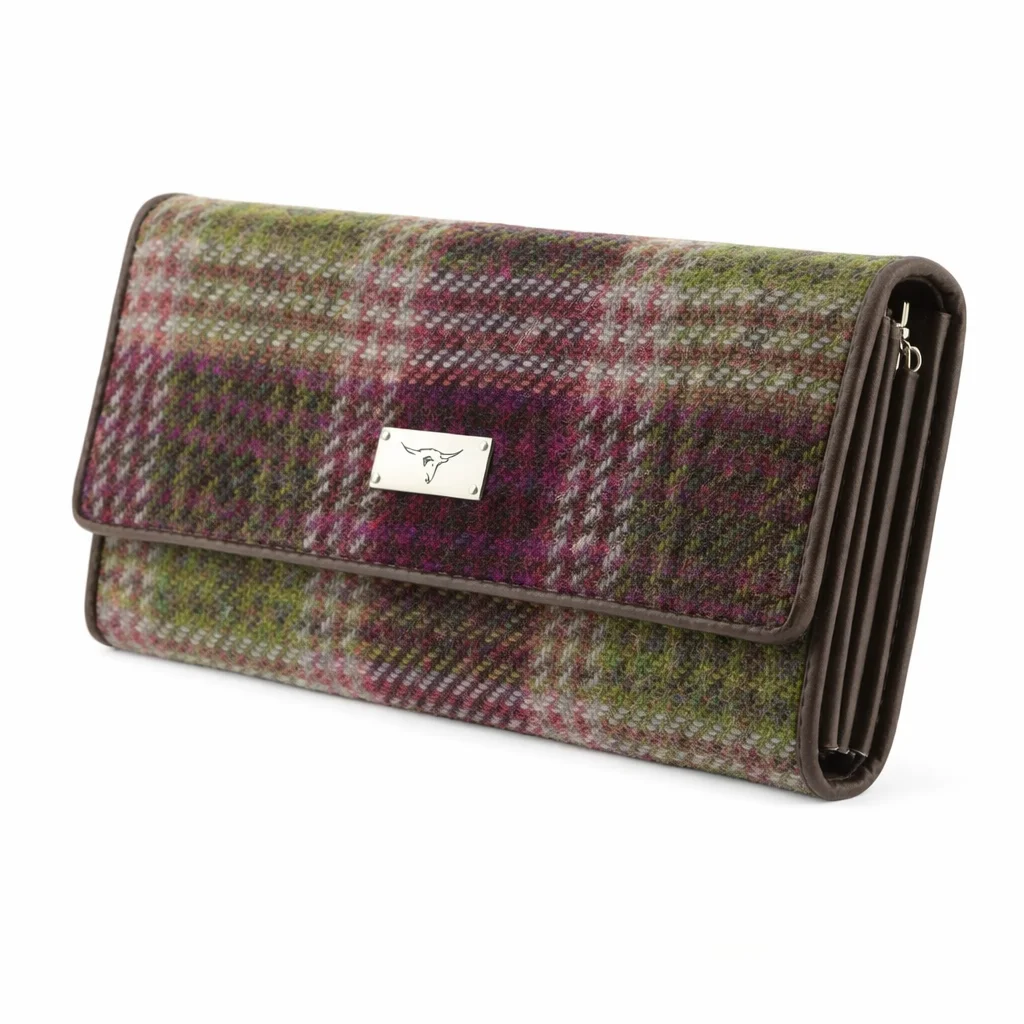 Harris Tweed Tartan Purse with ID Window – Zip Wallet with Card Slots & Coin Pouch - Image 8 | Lily's Pad Studio