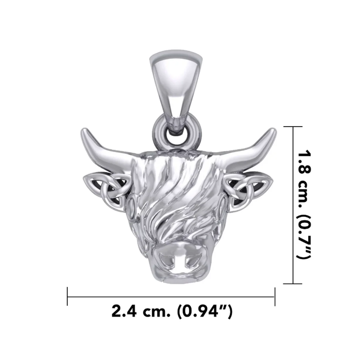 Highland Cow Sterling Silver Pendant with Celtic Trinity Knot Ears - Image 3 | Lily's Pad Studio