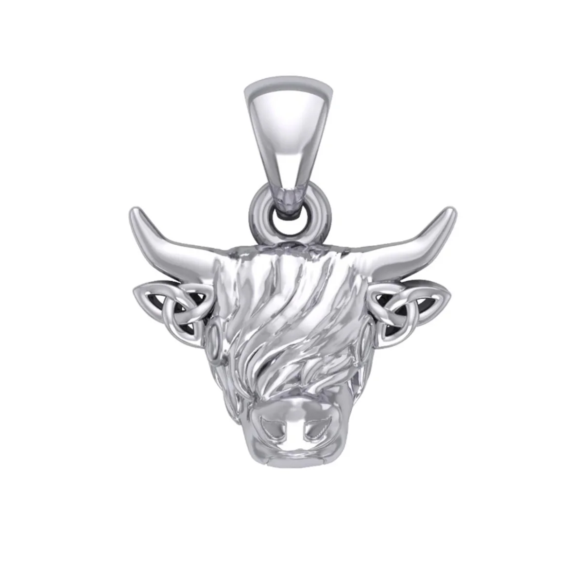 Highland Cow Sterling Silver Pendant with Celtic Trinity Knot Ears - Image 2 | Lily's Pad Studio