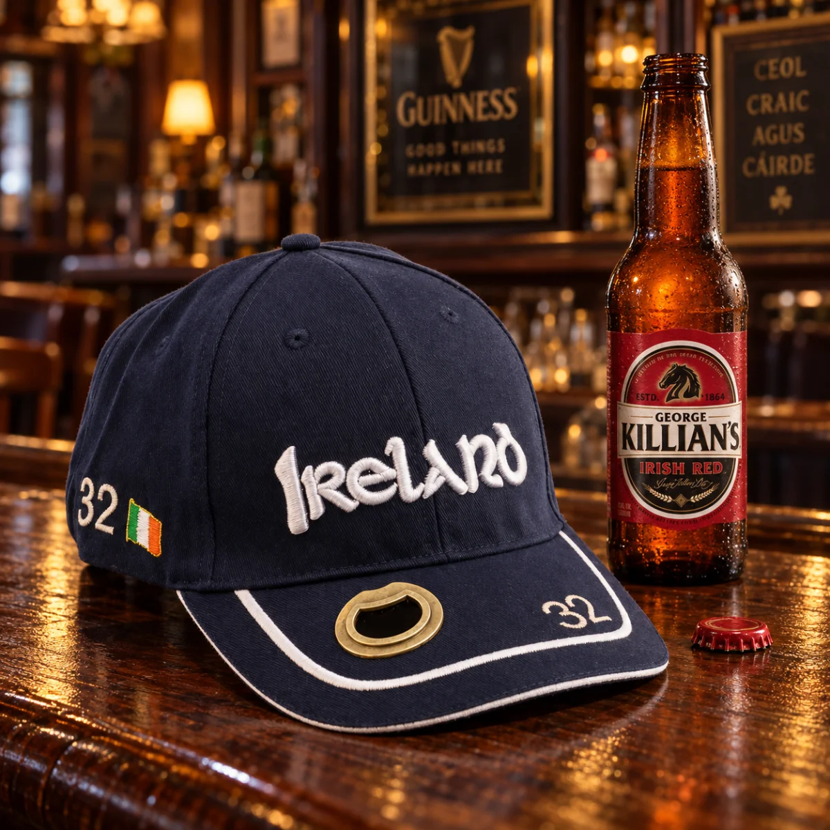 Ireland 32 Counties Baseball Cap with Bottle Opener | Lily's Pad Studio