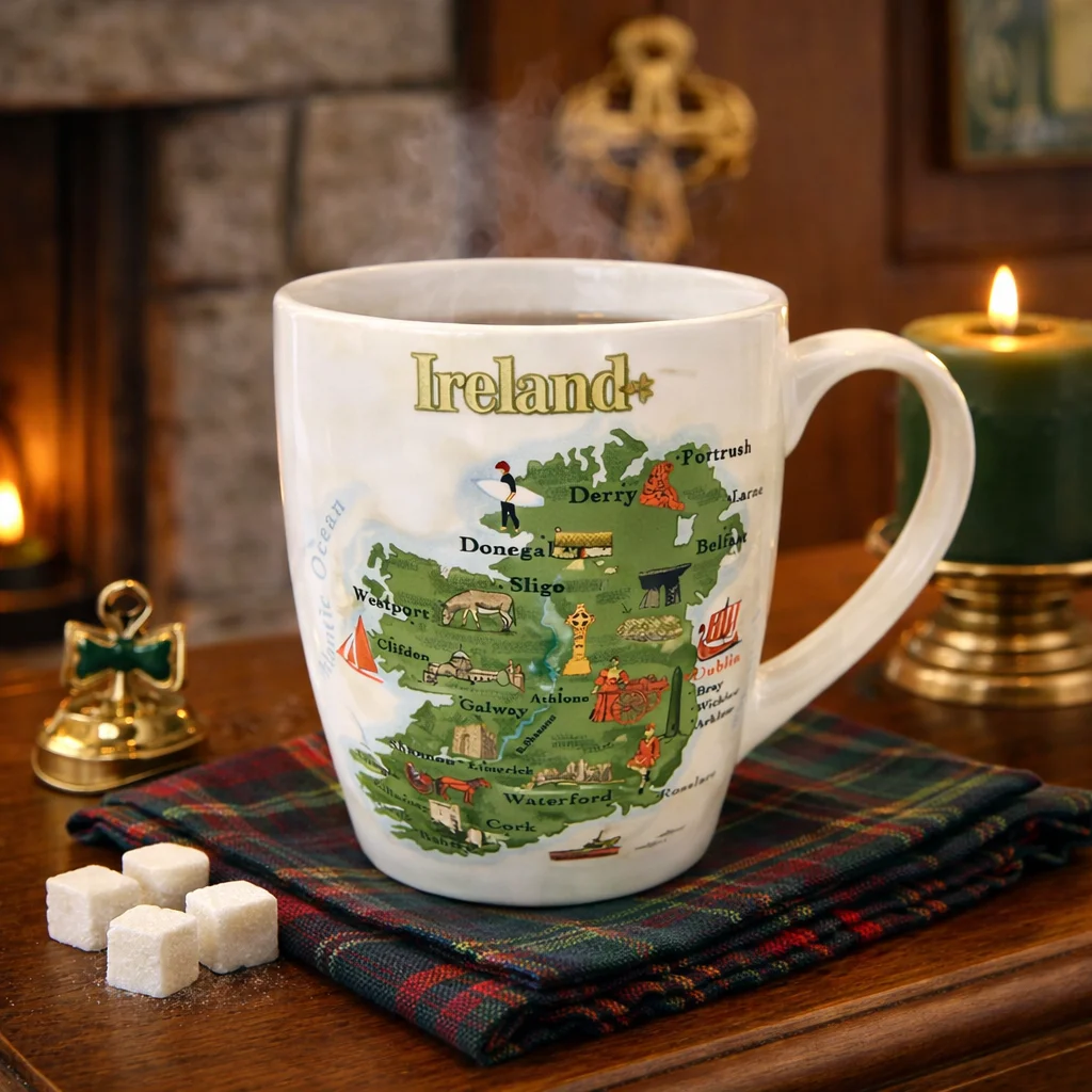 Ireland Map Bone China Mug – Heritage Symbols Drinkware - Home | Lily's Pad Studio
