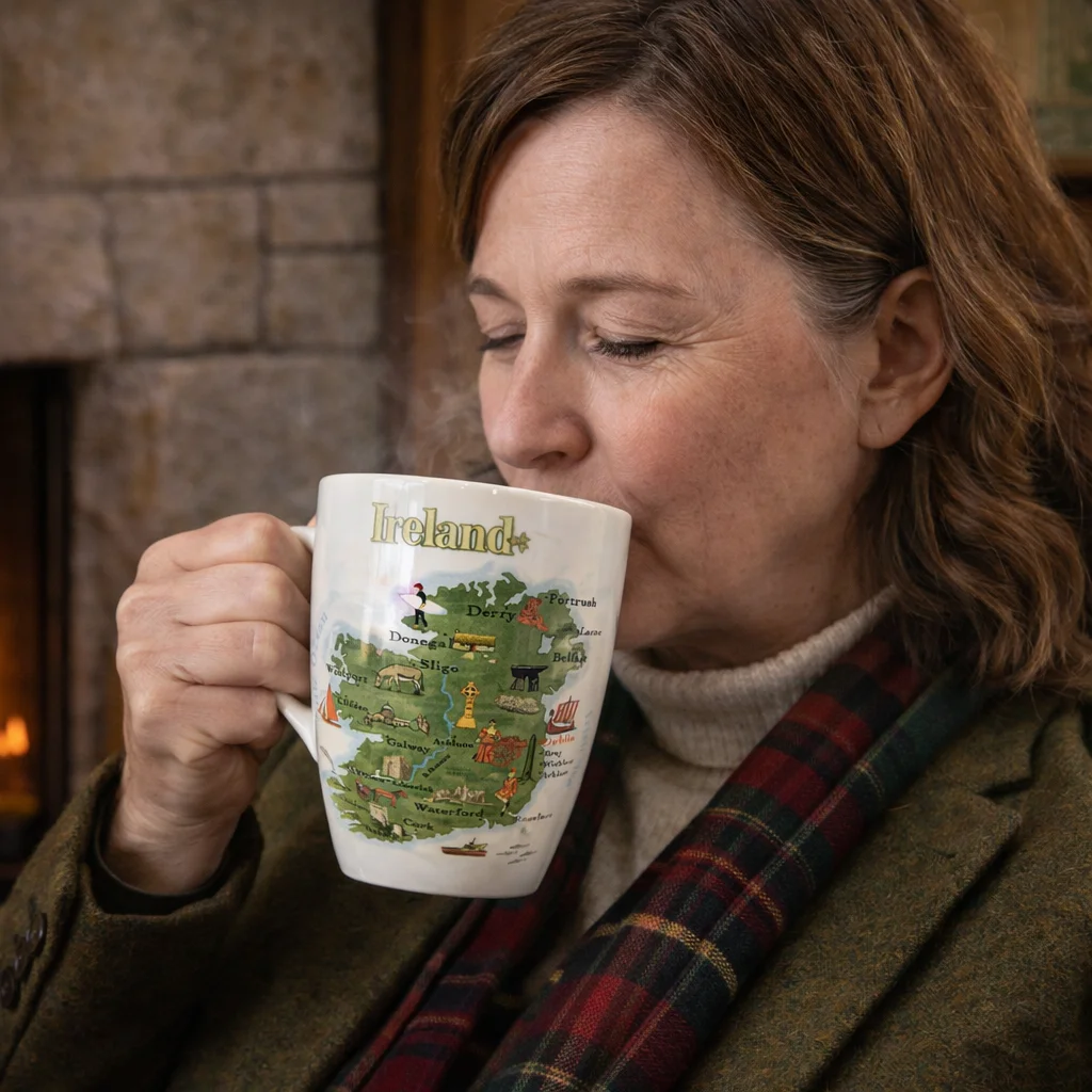 Ireland Map Bone China Mug – Heritage Symbols Drinkware - Image 2 | Lily's Pad Studio
