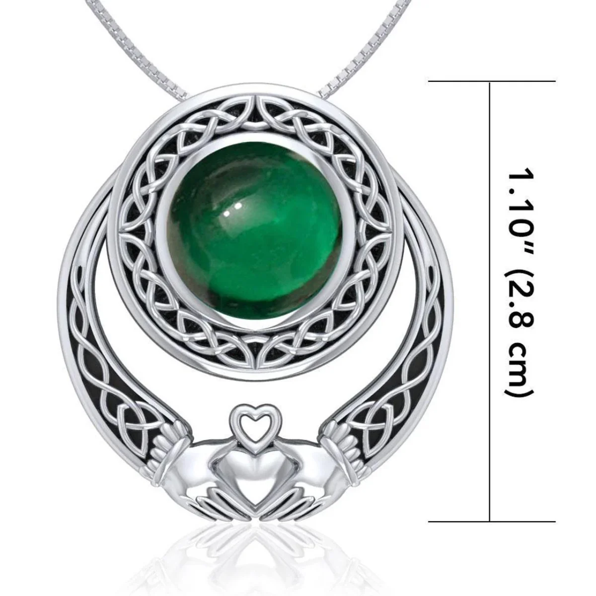 Irish Claddagh Silver Pendant with Emerald Gem | Meaningful Irish Jewelry - Image 4 | Lily's Pad Studio