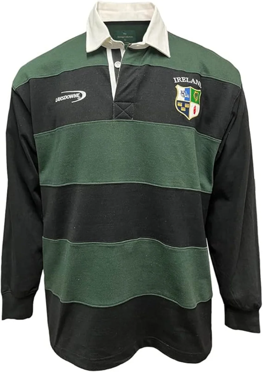 Irish Crest Men's Long Sleeve Rugby Shirt - Image 1 | Lily's Pad Studio