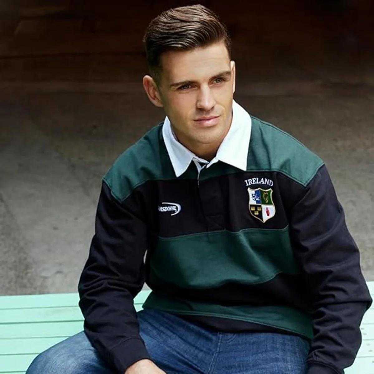 Irish Crest Men's Long Sleeve Rugby Shirt - Image 3 | Lily's Pad Studio