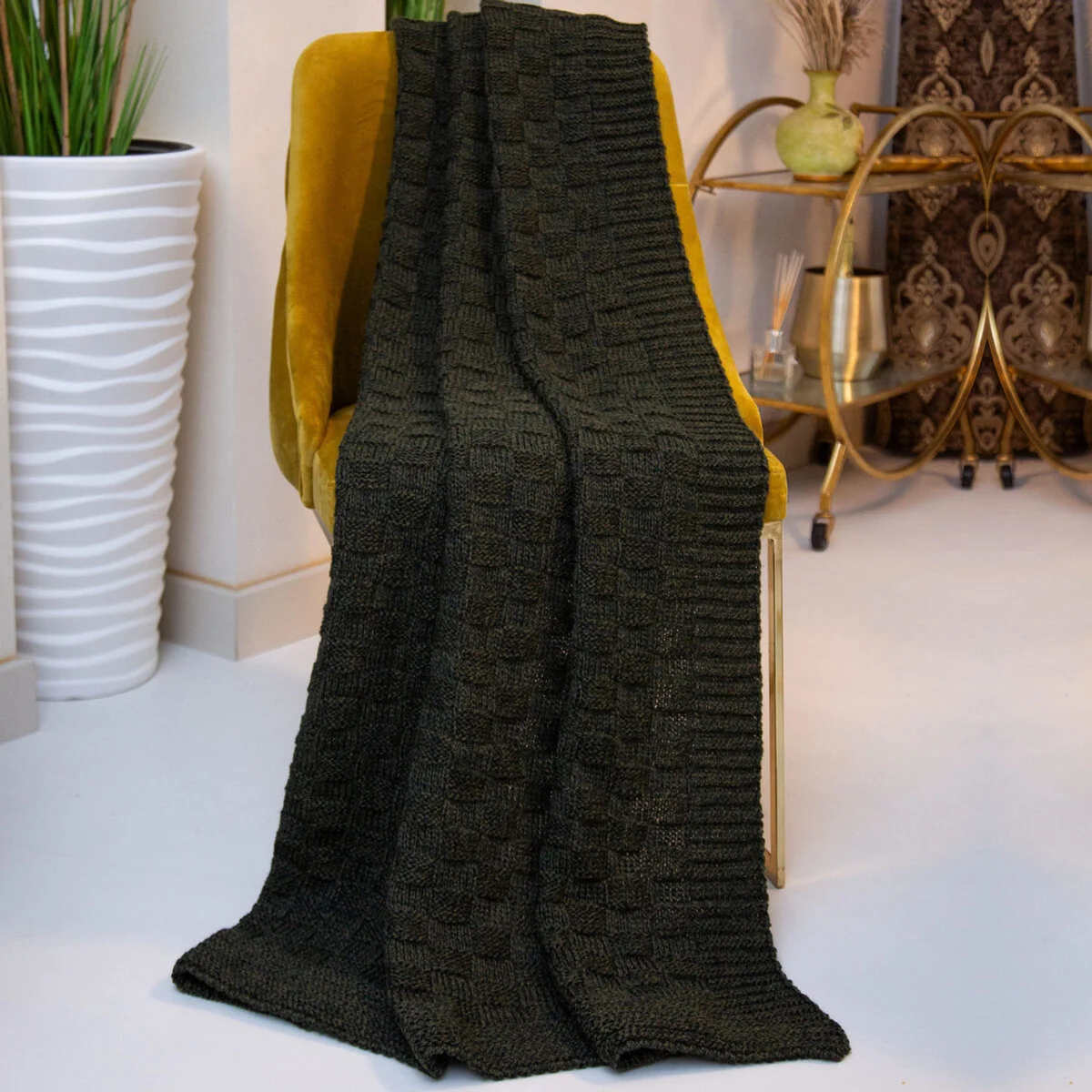 Irish Fisherman Aran Wool Throw Blanket – Basket Stitch Celtic Decor | Lily's Pad Studio