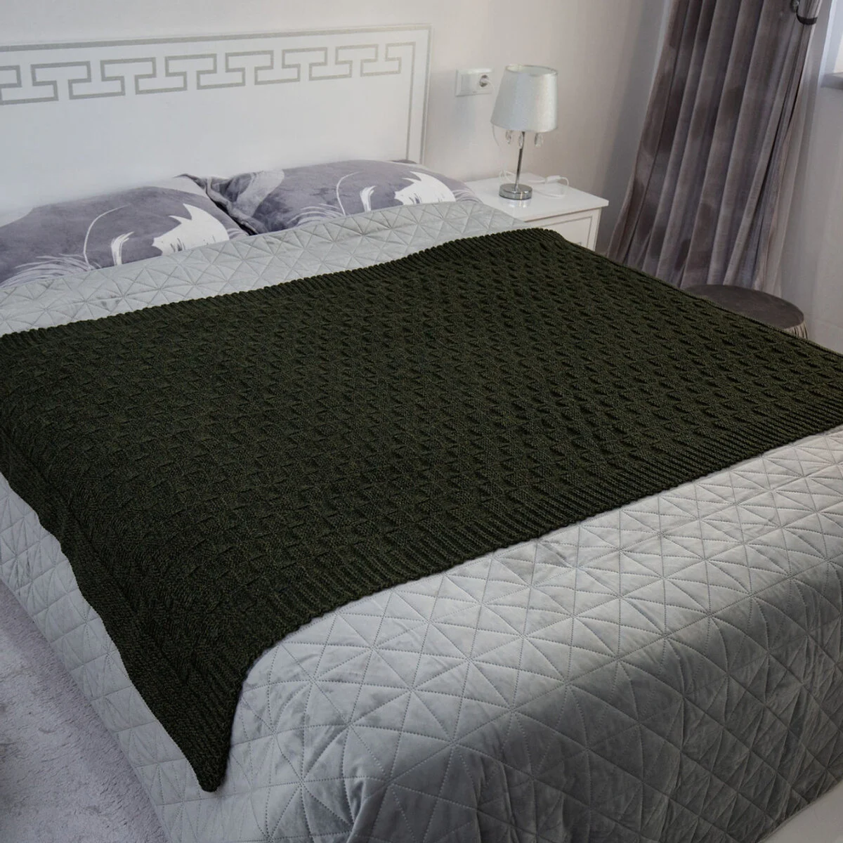 Irish Fisherman Aran Wool Throw Blanket – Basket Stitch Celtic Decor - Image 6 | Lily's Pad Studio
