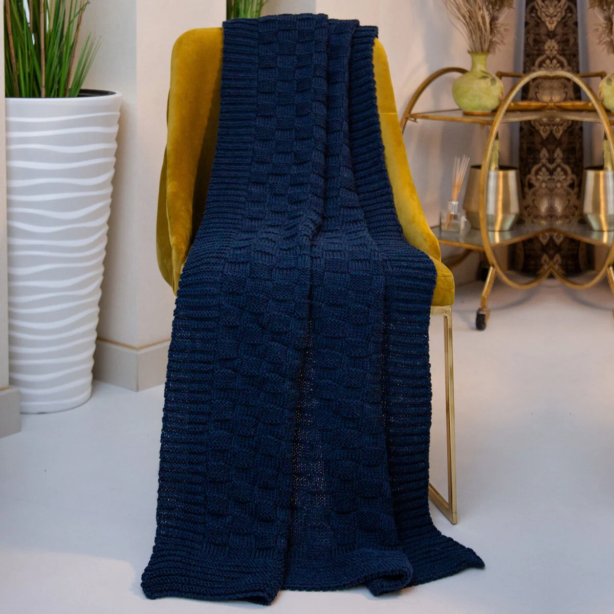 Irish Fisherman Aran Wool Throw Blanket – Basket Stitch Celtic Decor - Image 2 | Lily's Pad Studio