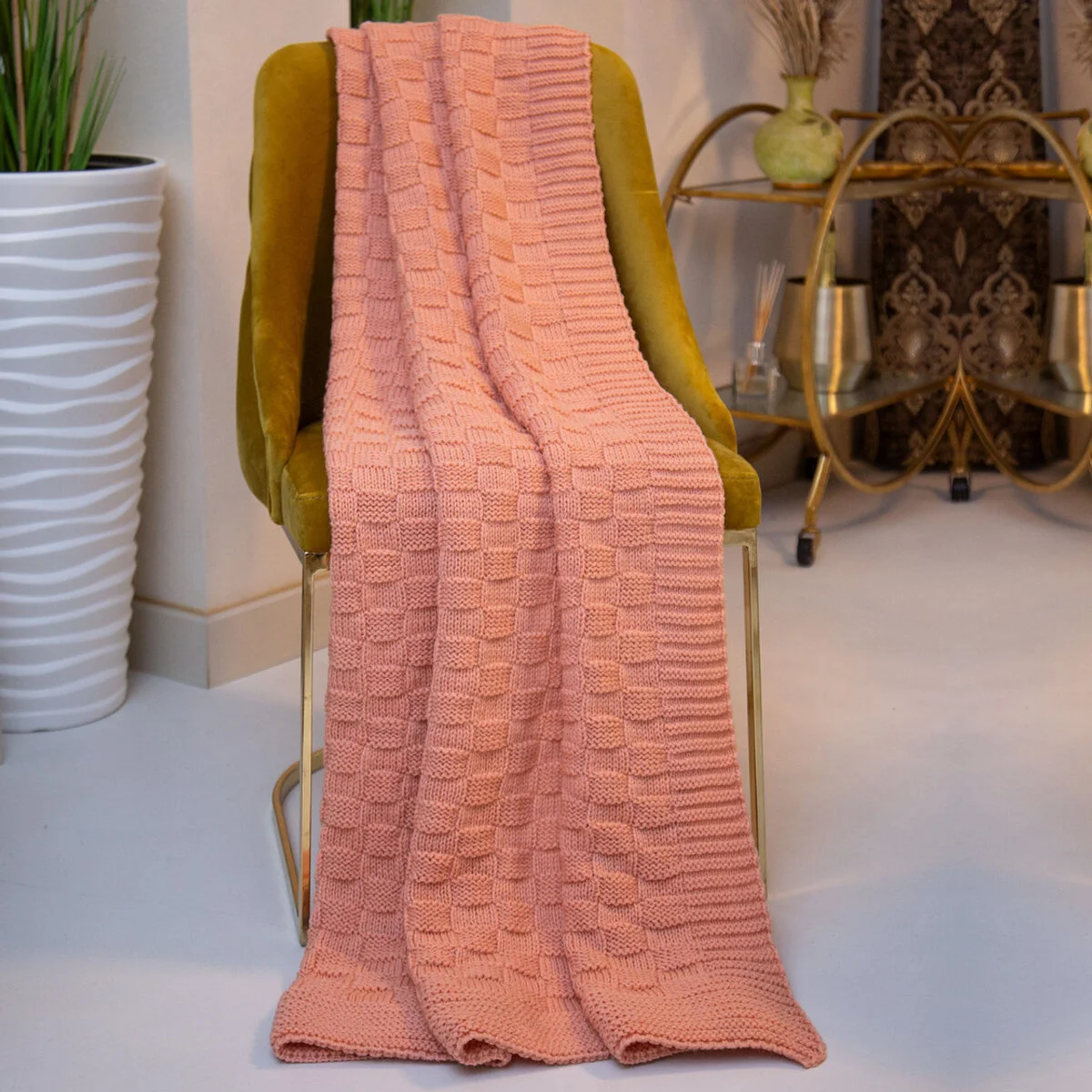 Irish Fisherman Aran Wool Throw Blanket – Basket Stitch Celtic Decor - Image 3 | Lily's Pad Studio