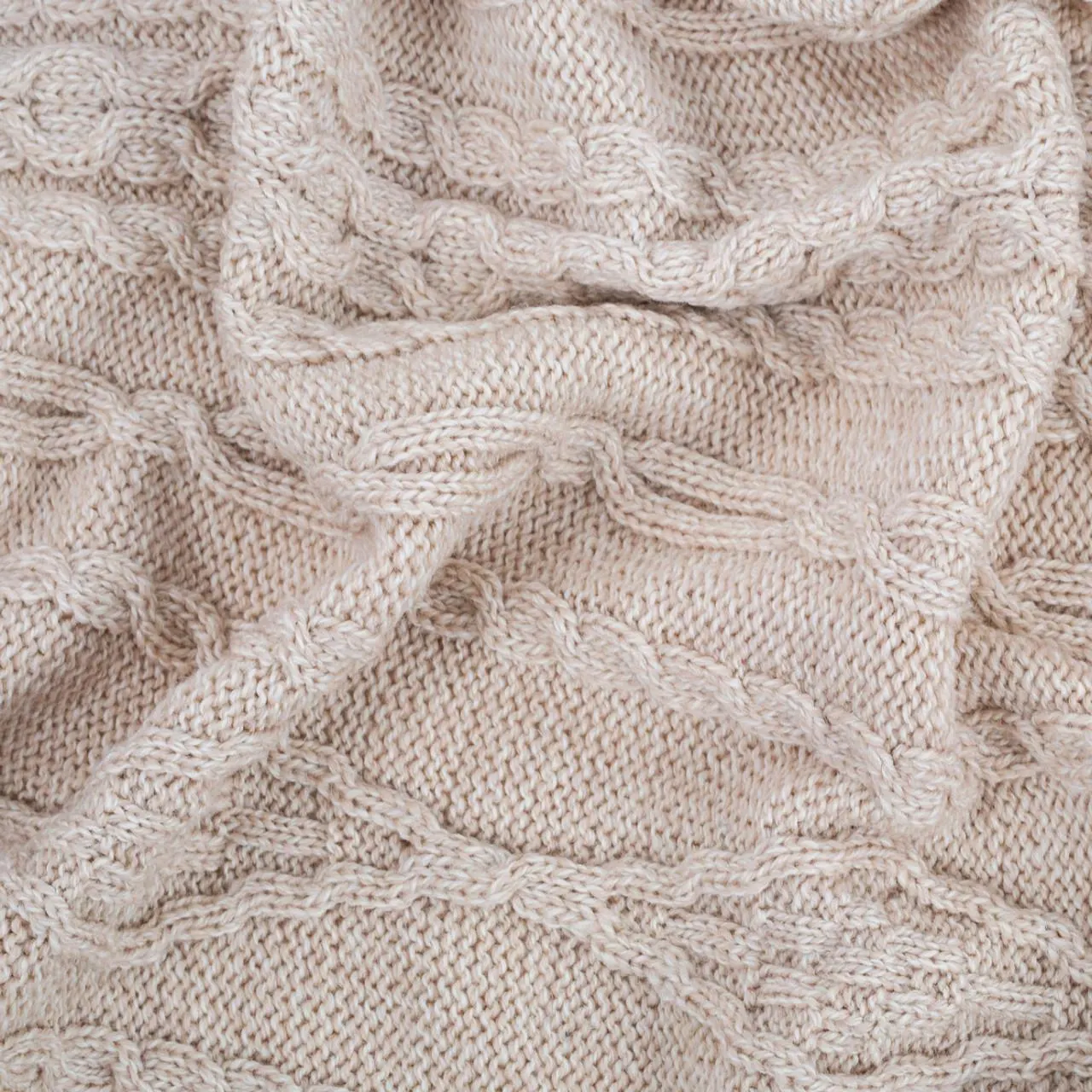 Irish Fisherman Wool Multi-Stitch Aran Knit Throw Blanket