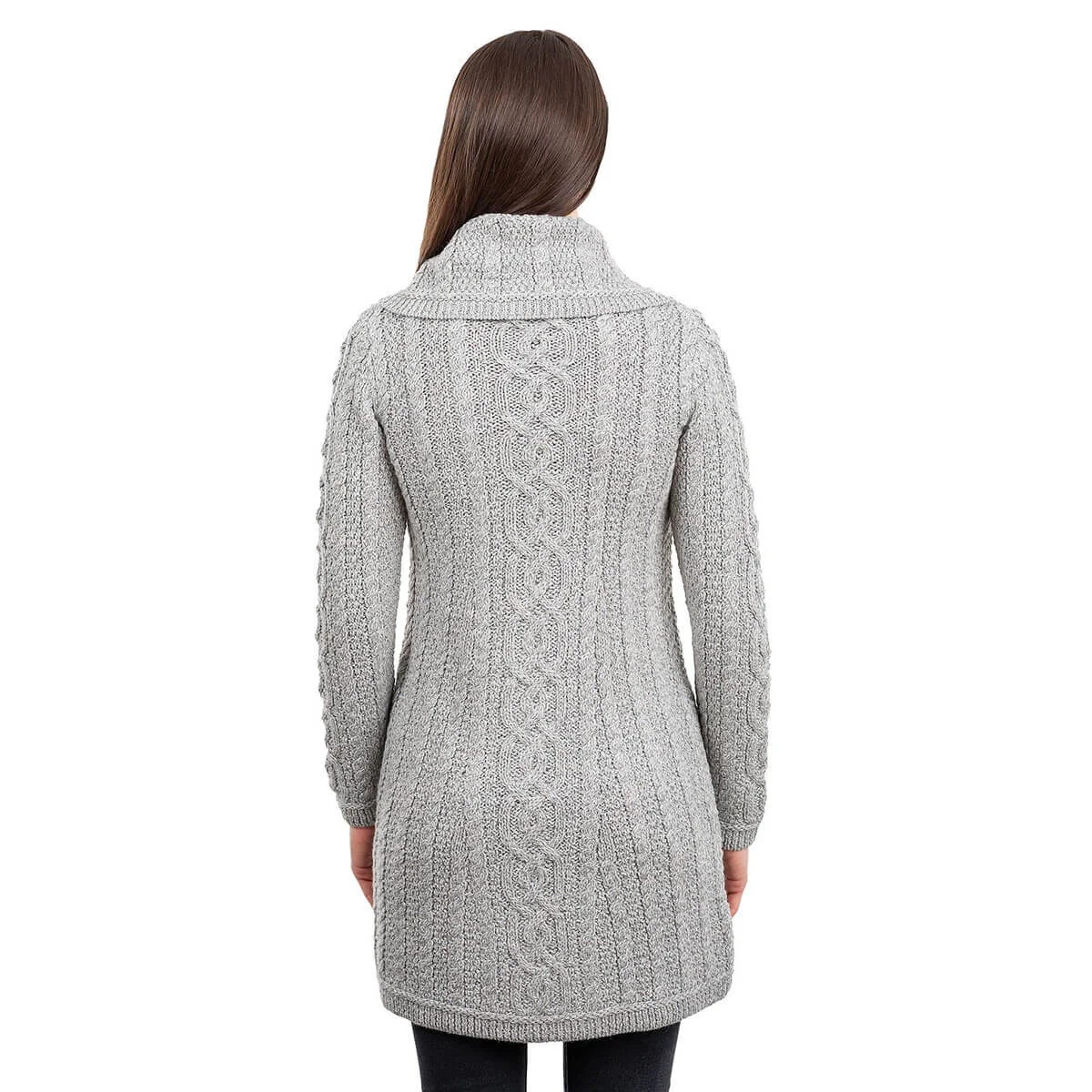 Irish Ladies 4 Button Collar Merino Wool Cable Knit Coat – Made in Ireland - Image 10 | Lily's Pad Studio