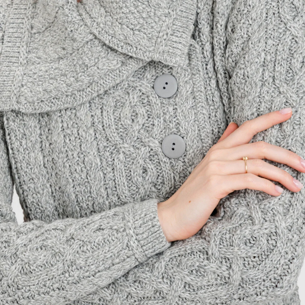 Irish Ladies 4 Button Collar Merino Wool Cable Knit Coat – Made in Ireland - Image 15 | Lily's Pad Studio