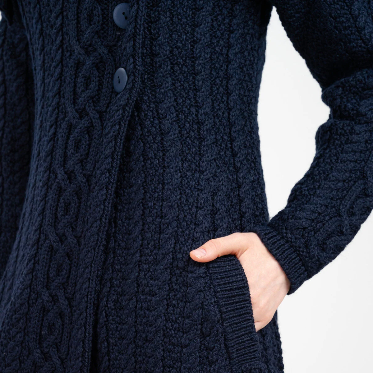 Irish Ladies 4 Button Collar Merino Wool Cable Knit Coat – Made in Ireland - Image 20 | Lily's Pad Studio