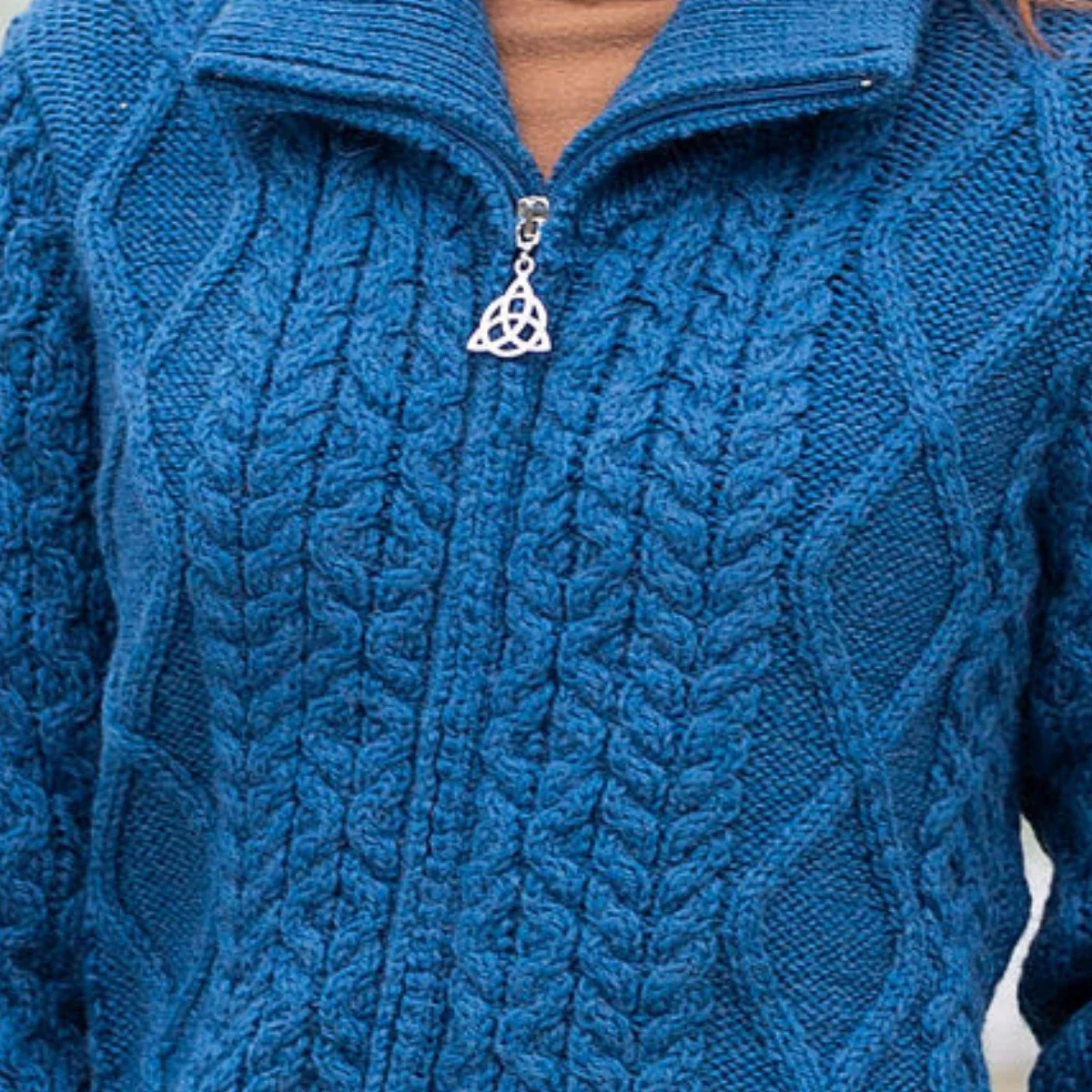 Irish Merino Cable Knit Bomber Jacket - Image 9 | Lily's Pad Studio