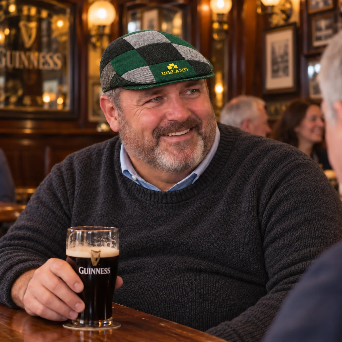 Irish Patchwork Flat Cap with Gold Shamrock | Lily's Pad Studio