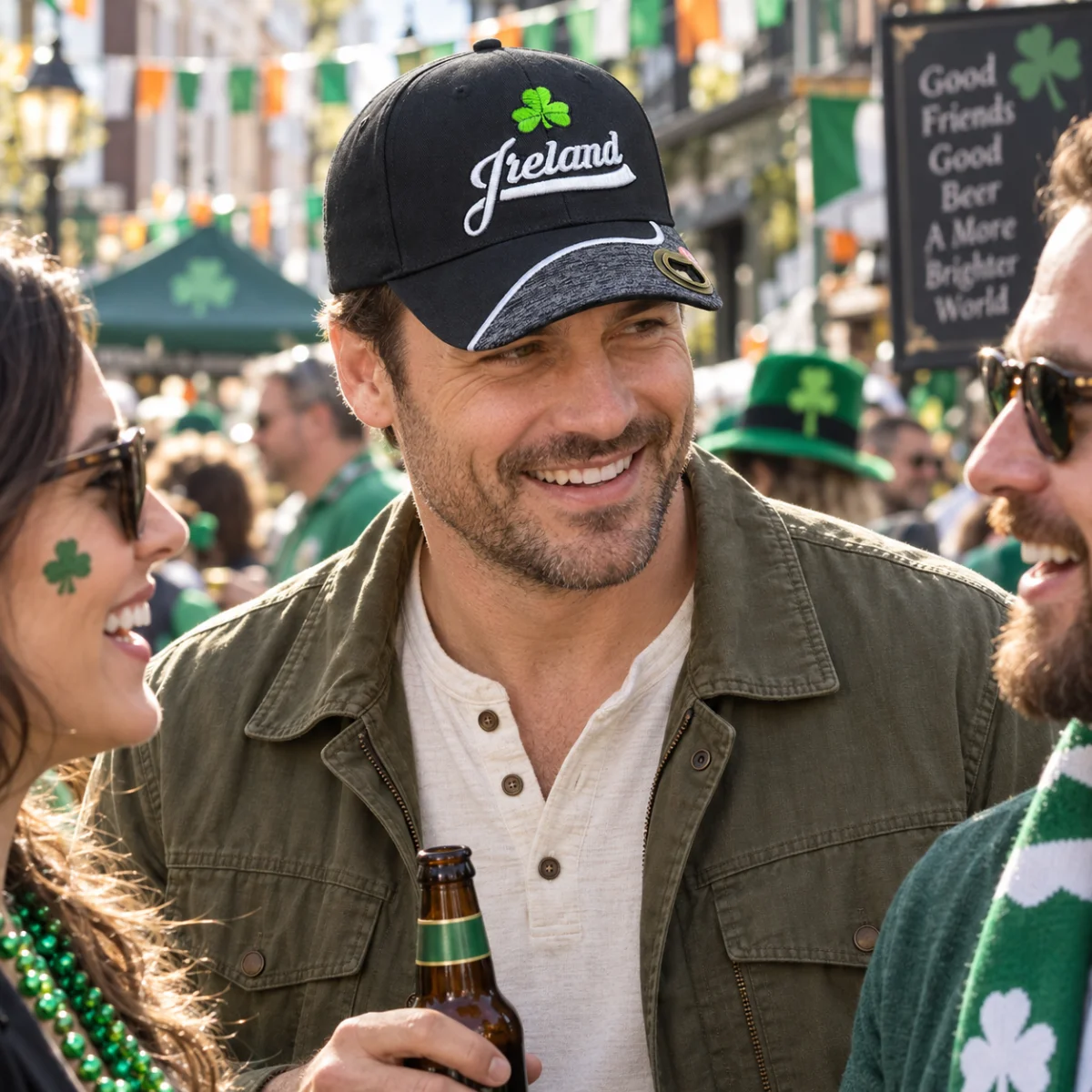 Irish Shamrock Baseball Cap with Built-In Opener | Lily's Pad Studio