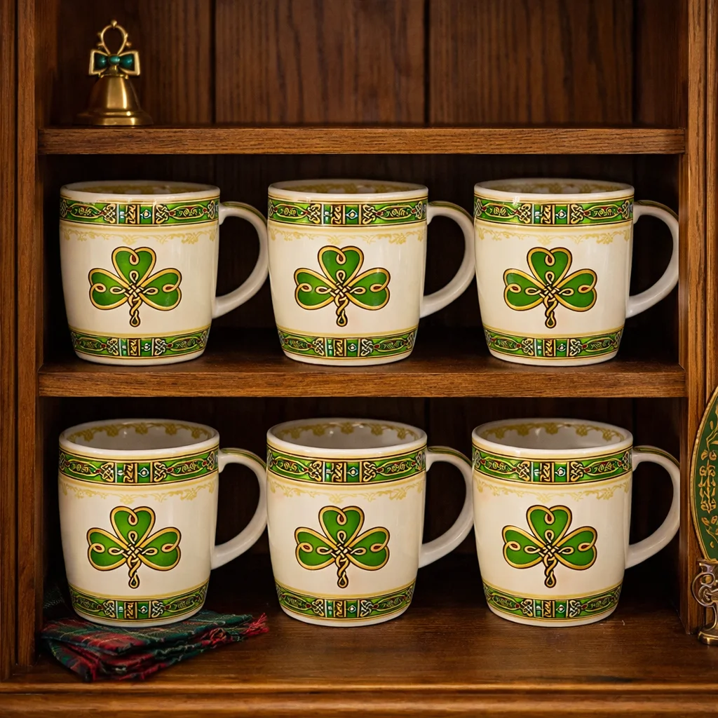 Irish Shamrock Ceramic Mug – Classic Heritage Drinkware - Image 2 | Lily's Pad Studio
