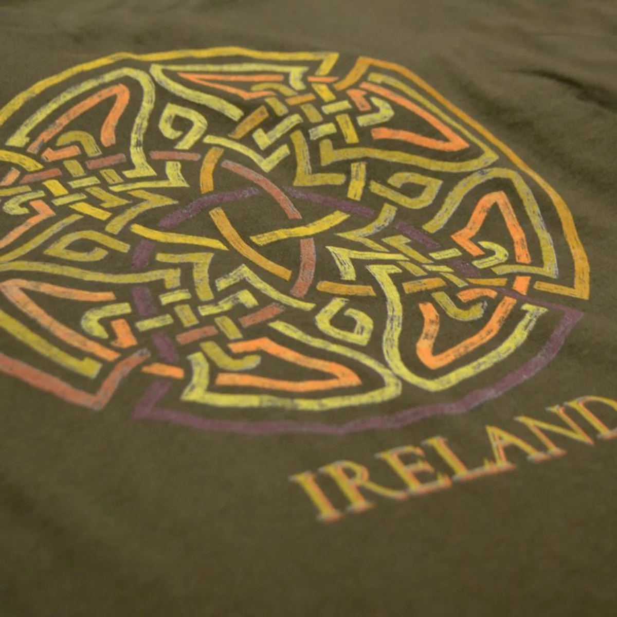 Khaki Ireland Celtic Knot V-Neck Ladies T-Shirt - Image 2 | Lily's Pad Studio