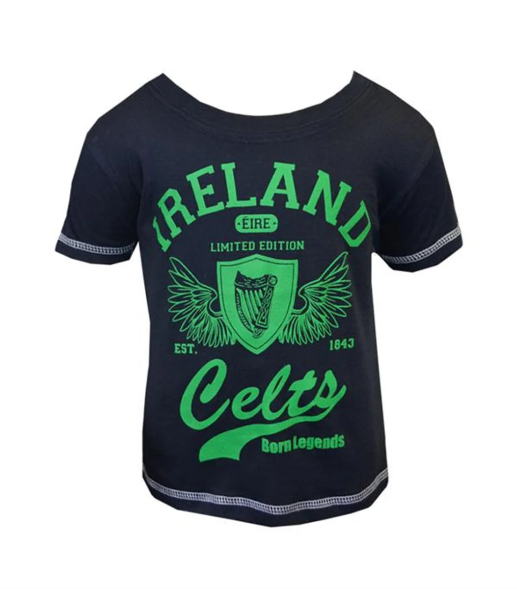 Kids Navy Celtic Legends Ireland T-Shirt - Image 1 | Lily's Pad Studio