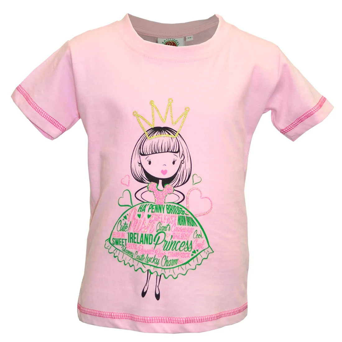 Kids' Pink "Irish Princess" Cotton T-Shirt - Image 5 | Lily's Pad Studio