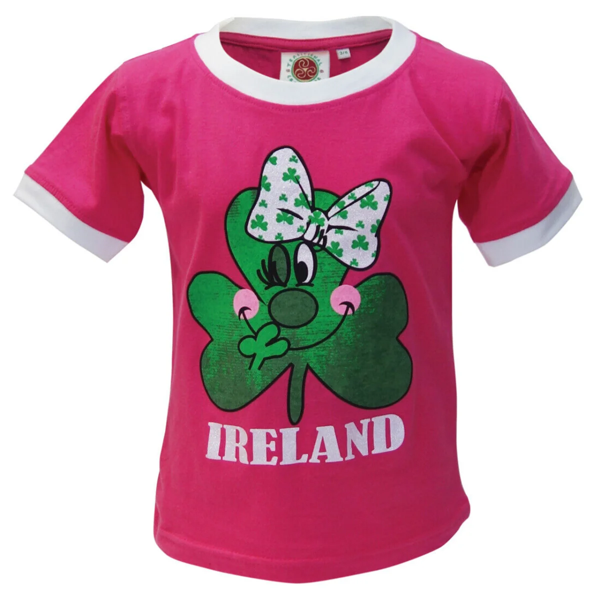 Kids' Pink Shamrock Ringer T-Shirt - Image 5 | Lily's Pad Studio