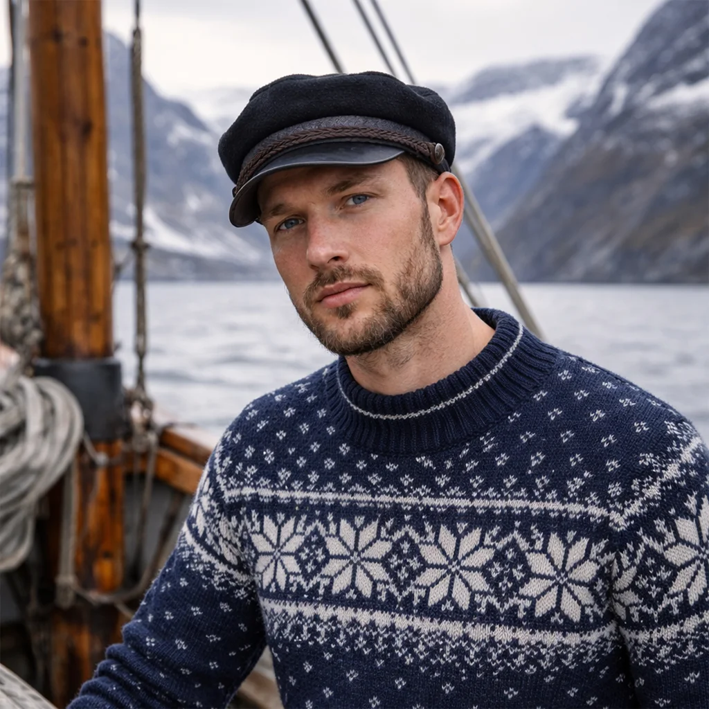 Klassisk skipperlue – Norwegian Wool Fisherman Cap - Image 2 | Lily's Pad Studio