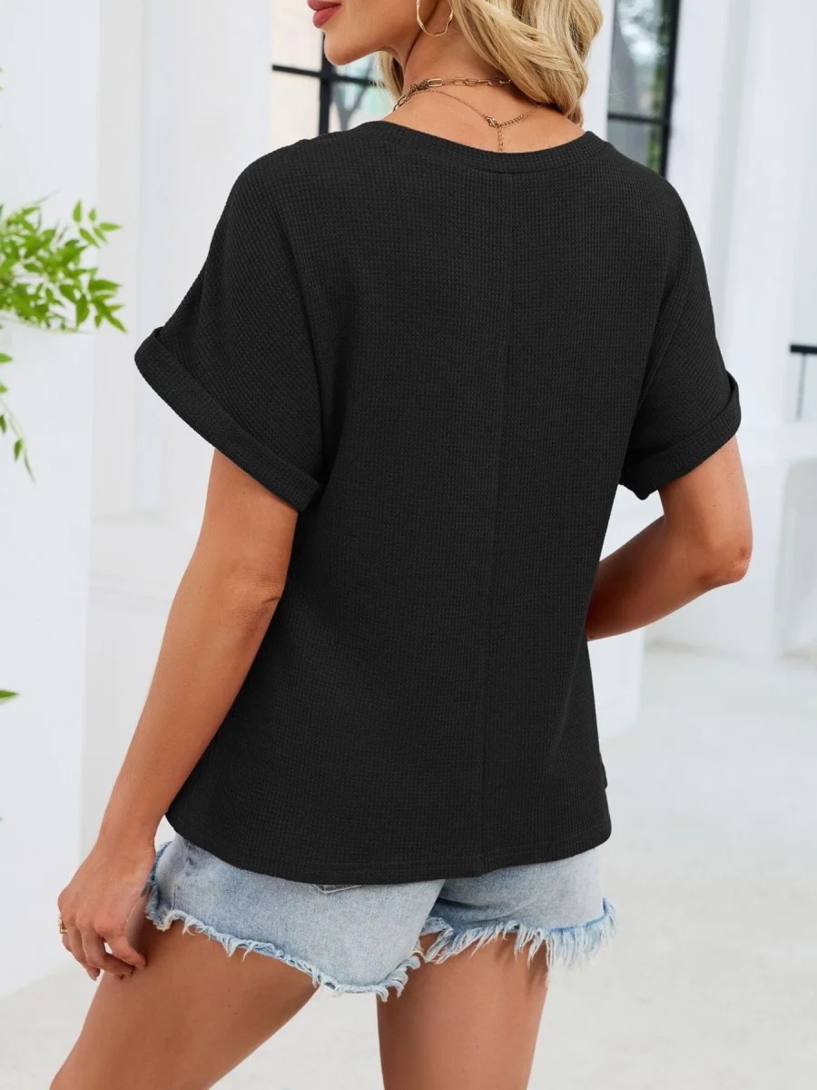 Lace-Trimmed Round Neck T-Shirt - Image 16 | Lily's Pad Studio