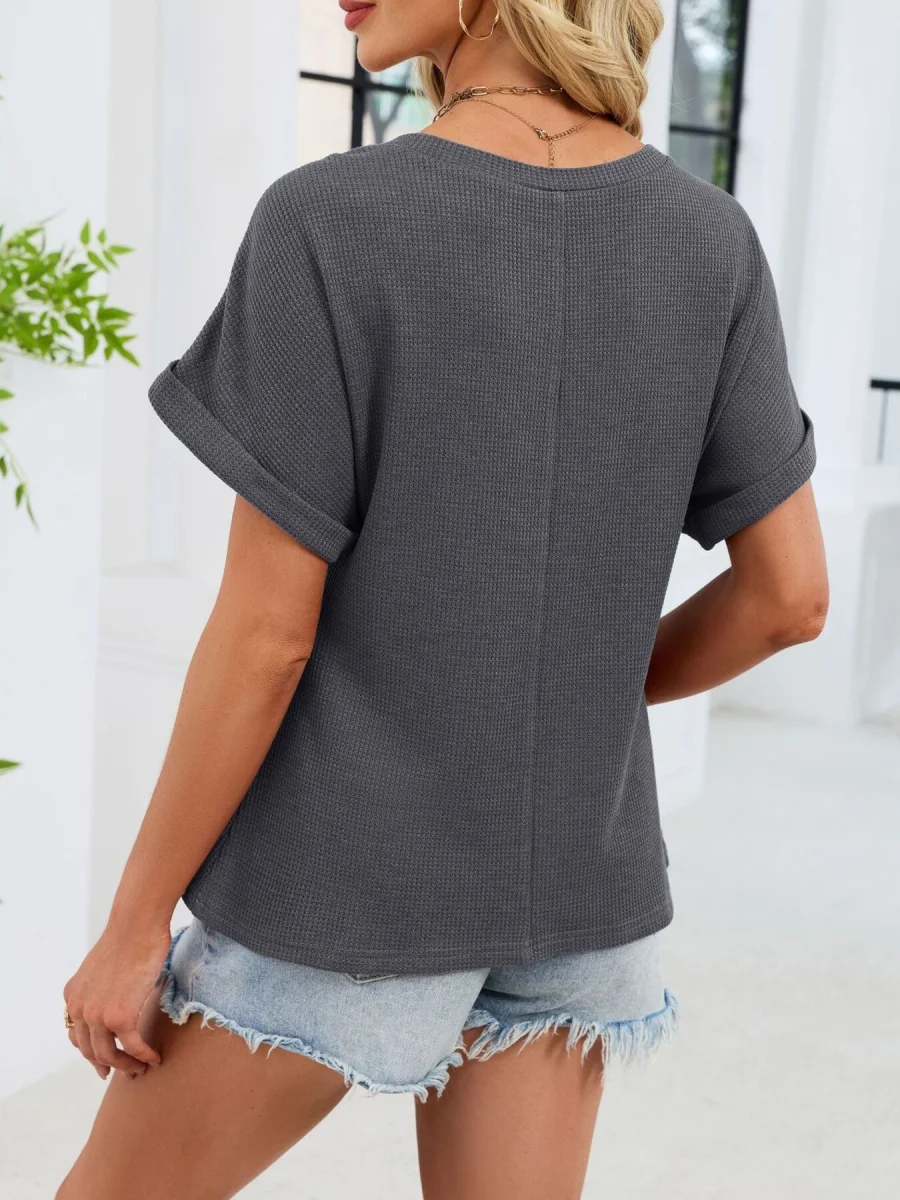 Lace-Trimmed Round Neck T-Shirt - Image 19 | Lily's Pad Studio