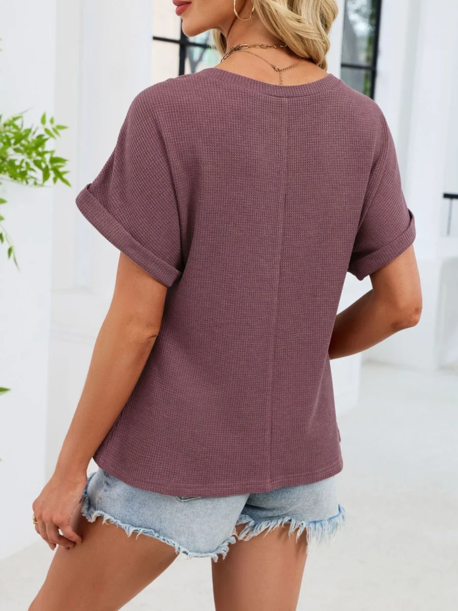 Lace-Trimmed Round Neck T-Shirt - Image 28 | Lily's Pad Studio