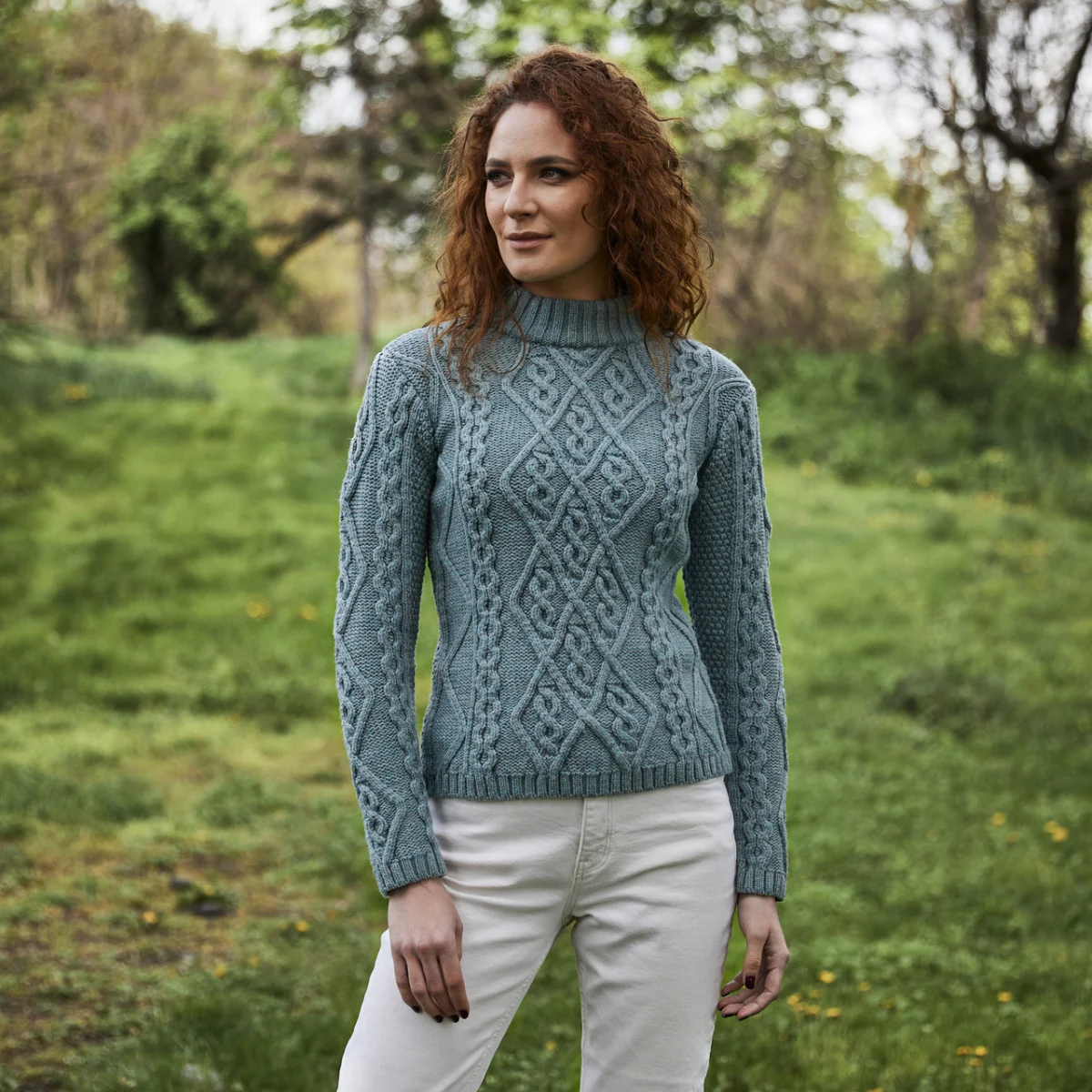 Ladies Aran Cable Knit Sweater - Image 4 | Lily's Pad Studio