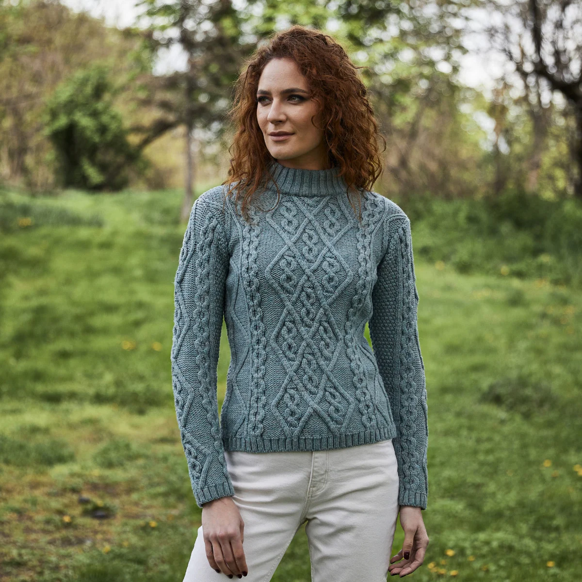 Ladies Aran Cable Knit Sweater - Image 5 | Lily's Pad Studio