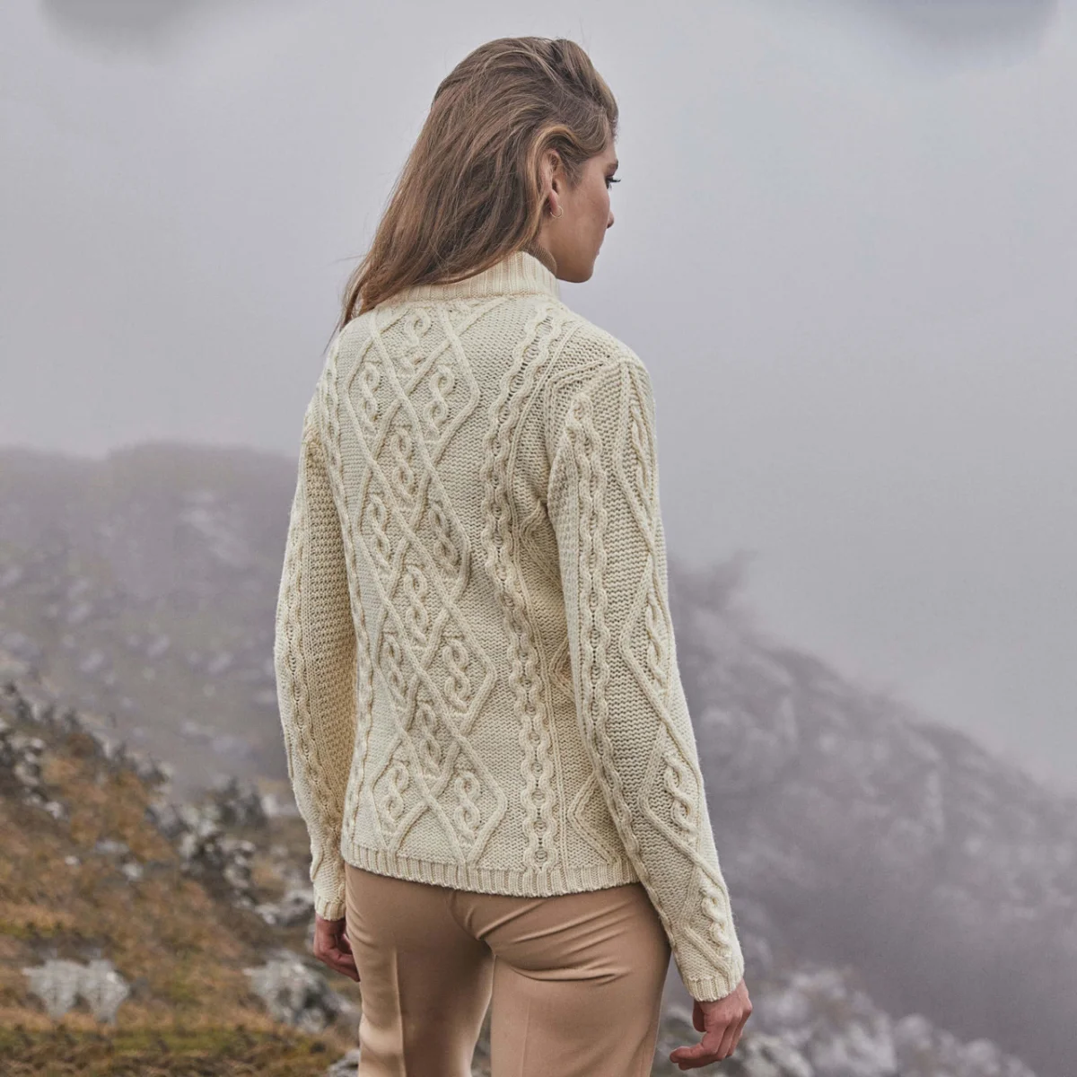 Ladies Aran Cable Knit Sweater - Image 6 | Lily's Pad Studio