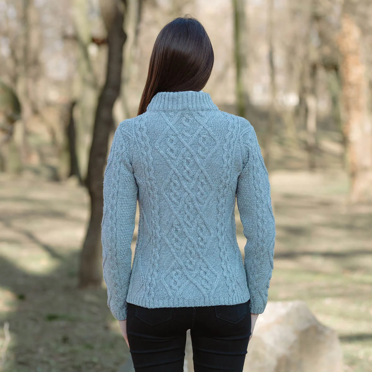 Ladies Aran Cable Knit Sweater - Image 7 | Lily's Pad Studio