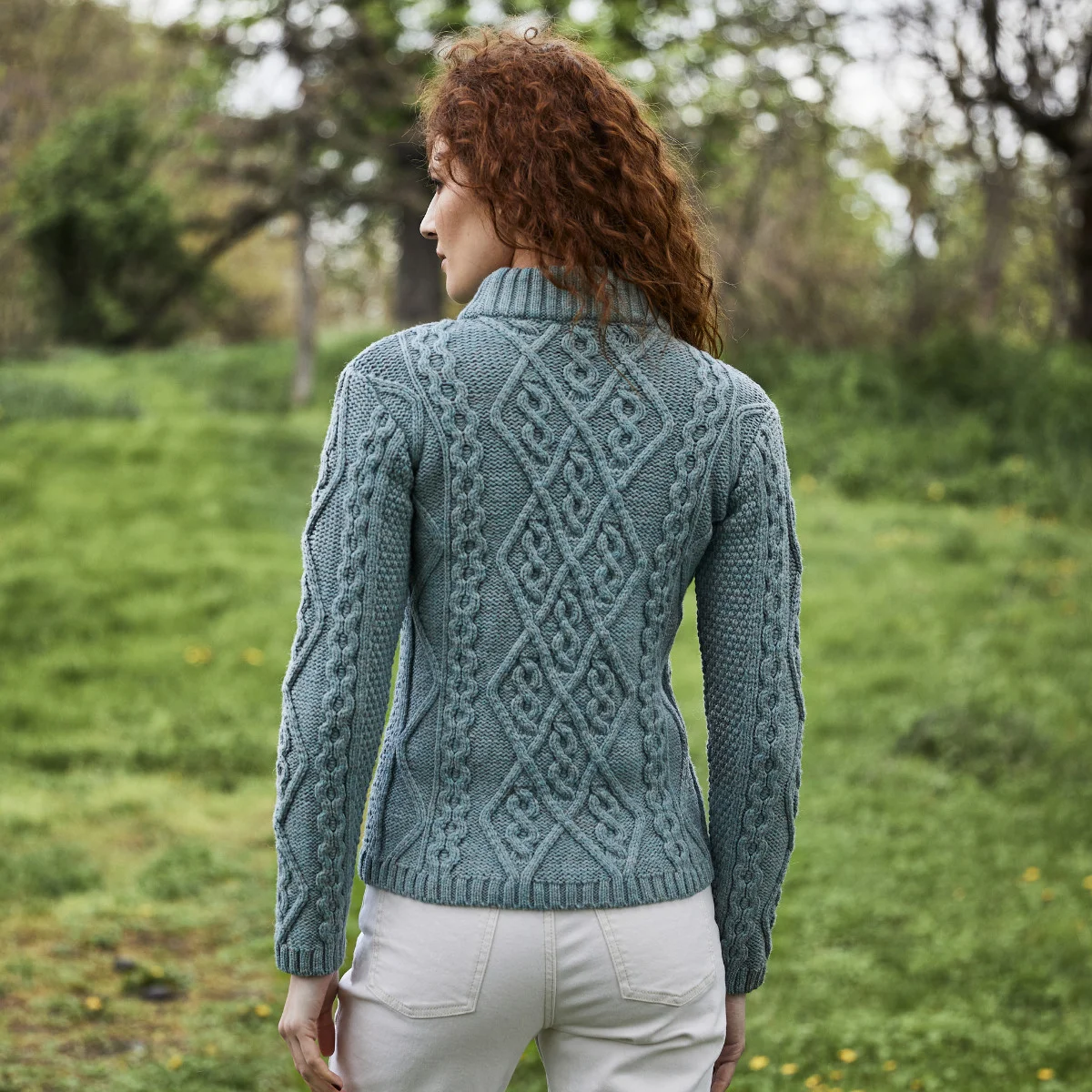 Ladies Aran Cable Knit Sweater - Image 9 | Lily's Pad Studio