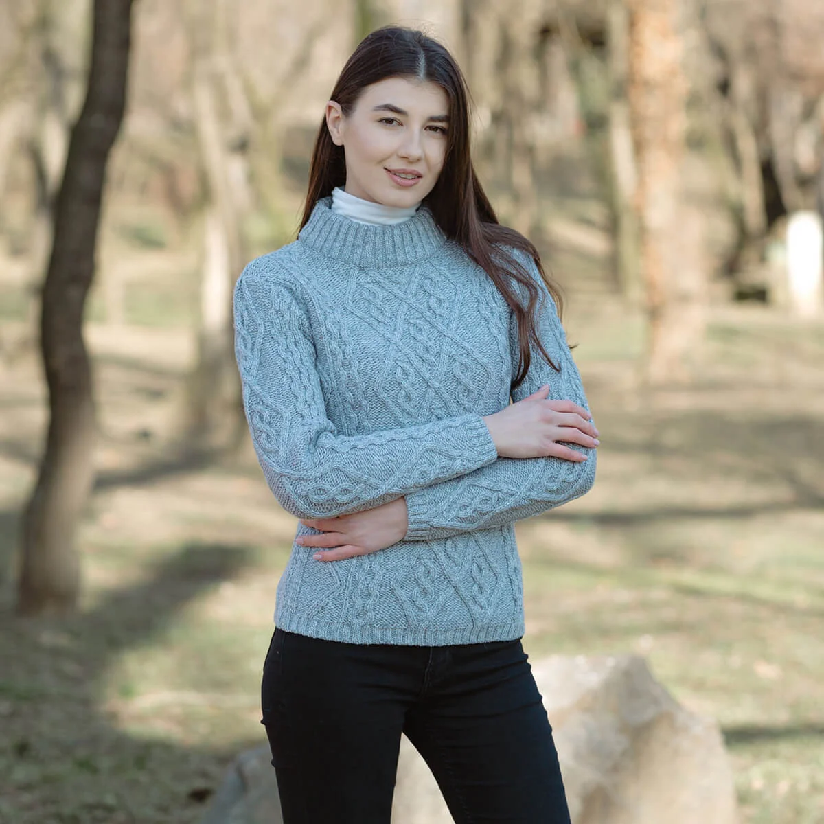 Ladies Aran Cable Knit Sweater - Image 11 | Lily's Pad Studio