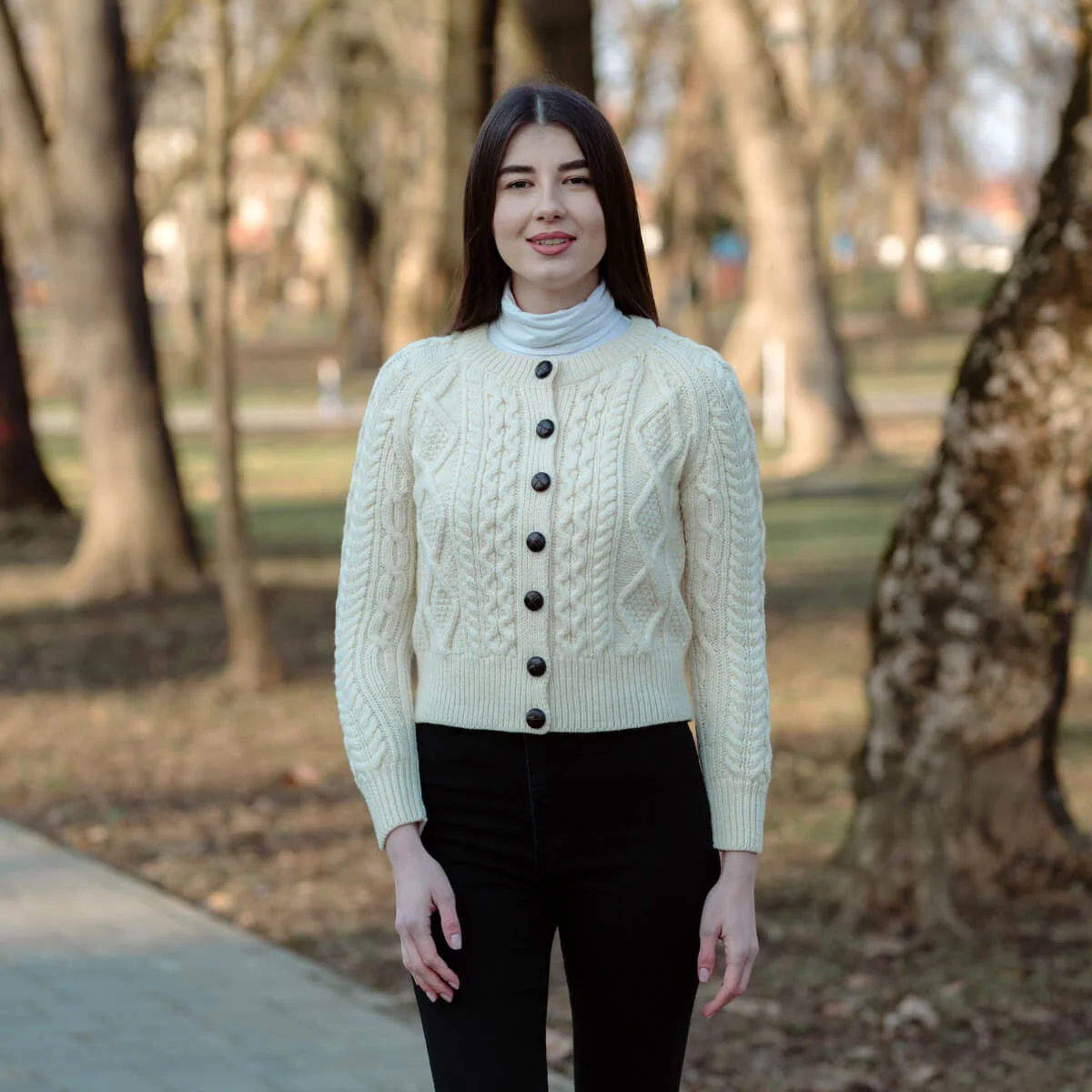 Ladies Cable Cardigan - Image 1 | Lily's Pad Studio
