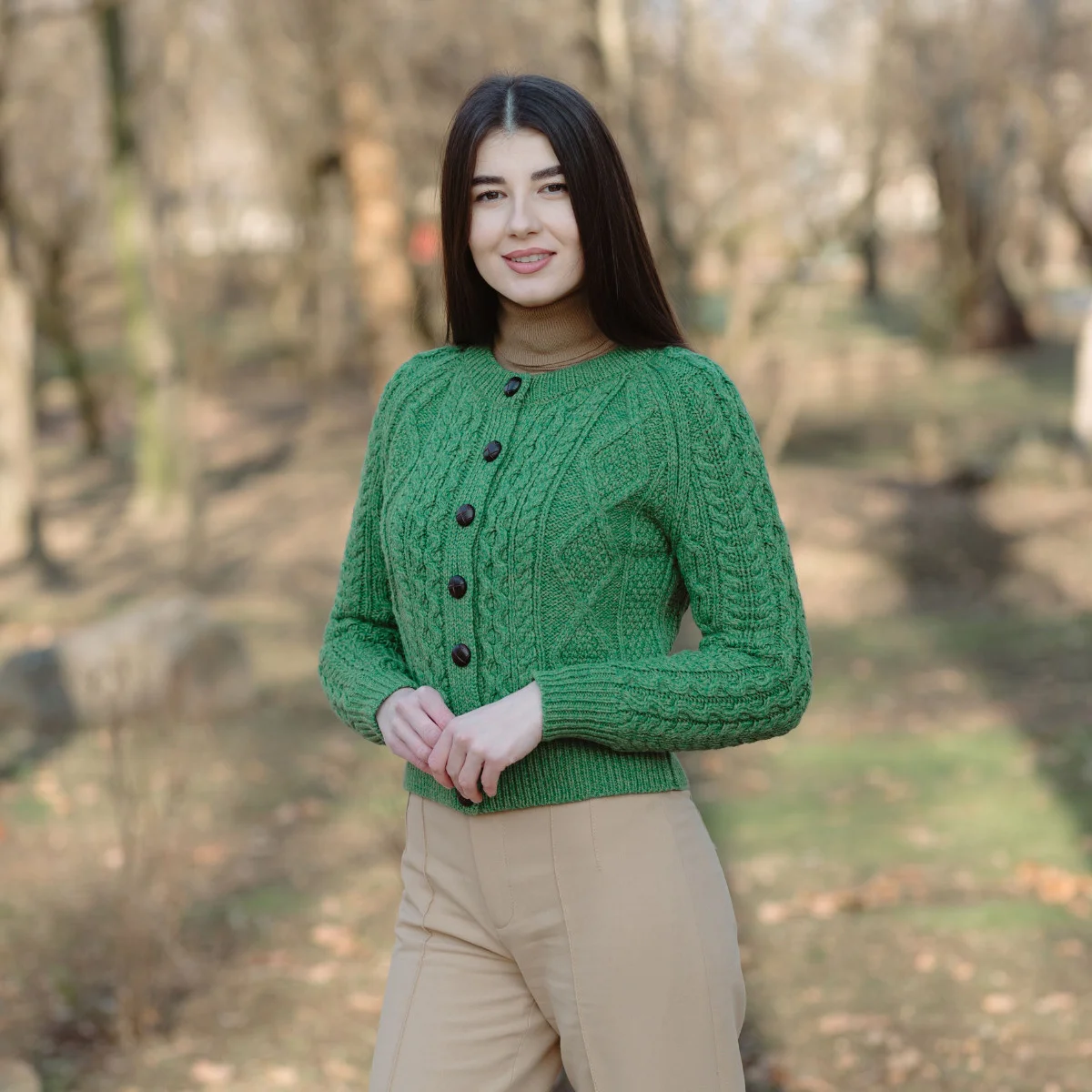 Ladies Cable Cardigan - Image 2 | Lily's Pad Studio