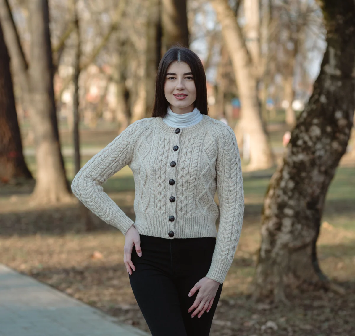 Ladies Cable Cardigan - Image 3 | Lily's Pad Studio