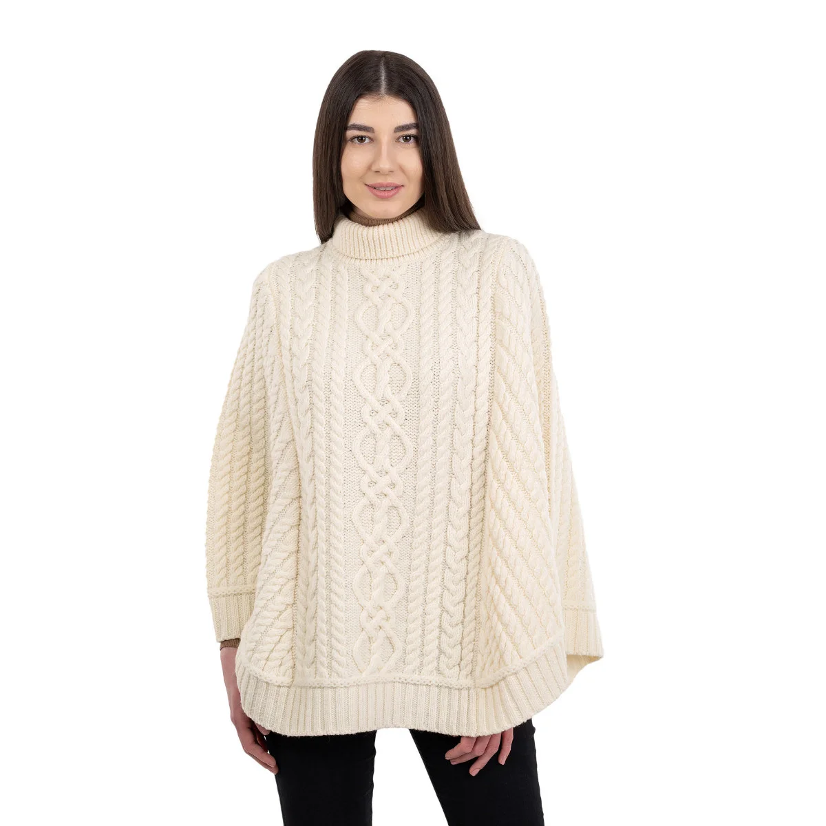 Ladies Cable Knit Poncho - Image 1 | Lily's Pad Studio