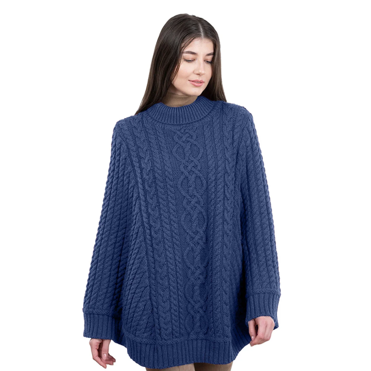 Ladies Cable Knit Poncho - Image 3 | Lily's Pad Studio