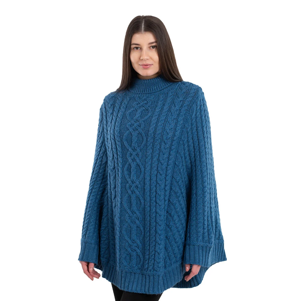 Ladies Cable Knit Poncho - Image 4 | Lily's Pad Studio