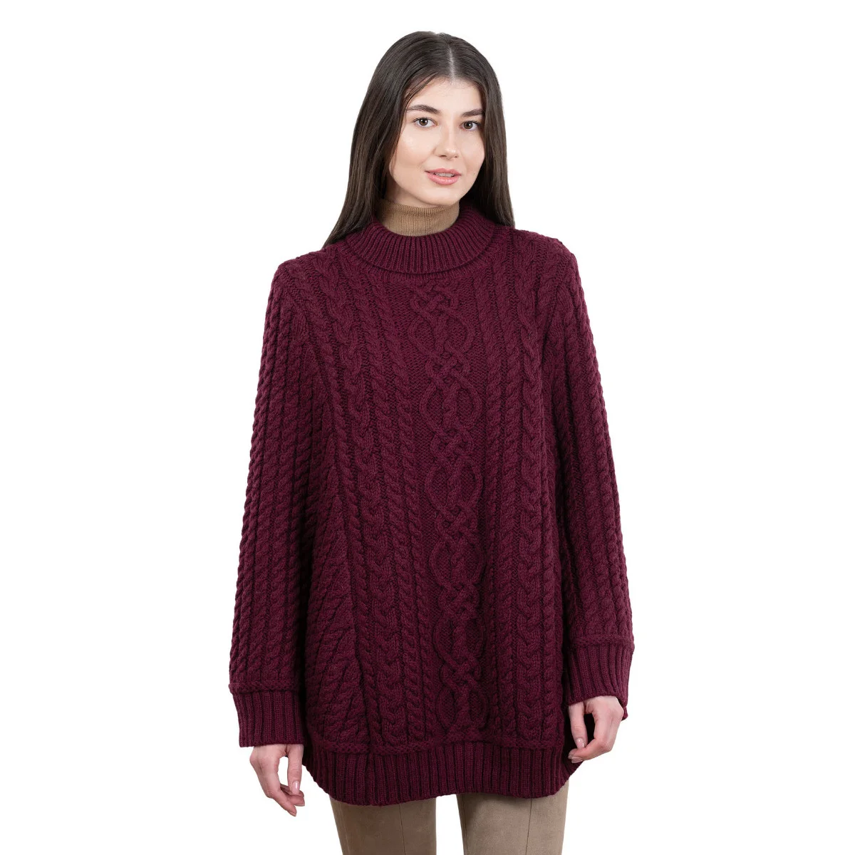 Ladies Cable Knit Poncho - Image 5 | Lily's Pad Studio