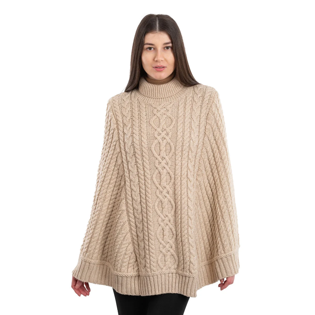 Ladies Cable Knit Poncho - Image 6 | Lily's Pad Studio