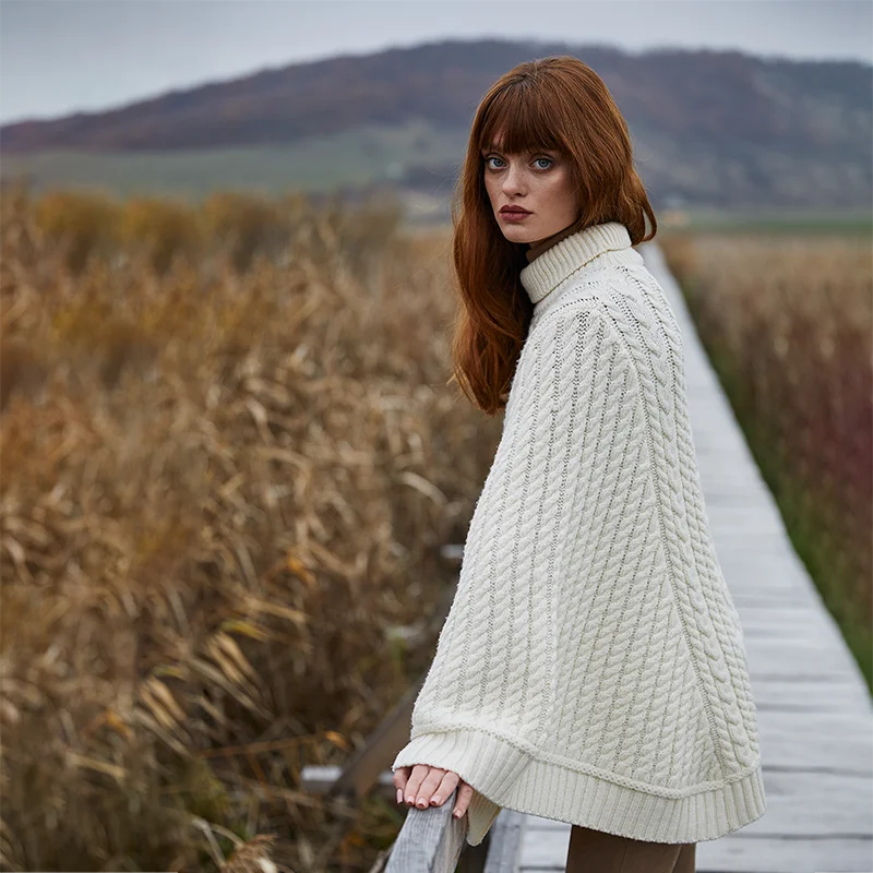 Ladies Cable Knit Poncho - Image 7 | Lily's Pad Studio