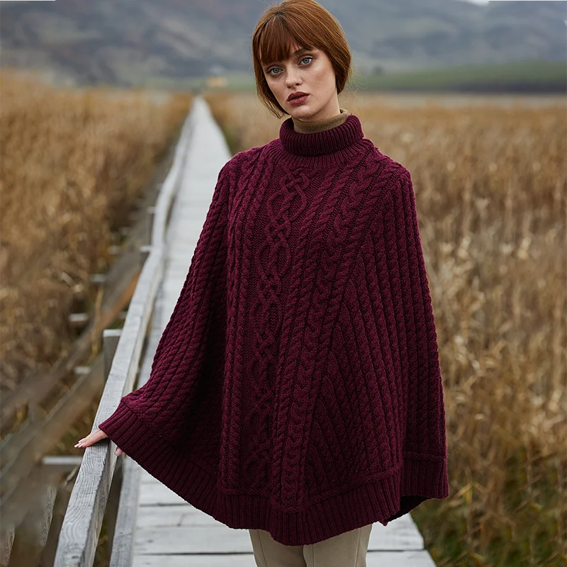 Ladies Cable Knit Poncho - Image 8 | Lily's Pad Studio