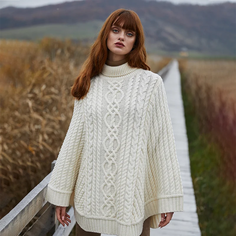 Ladies Cable Knit Poncho - Image 9 | Lily's Pad Studio